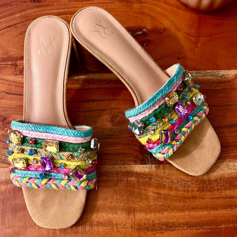 🎉 NY&Co Multi-colored Jeweled Slides